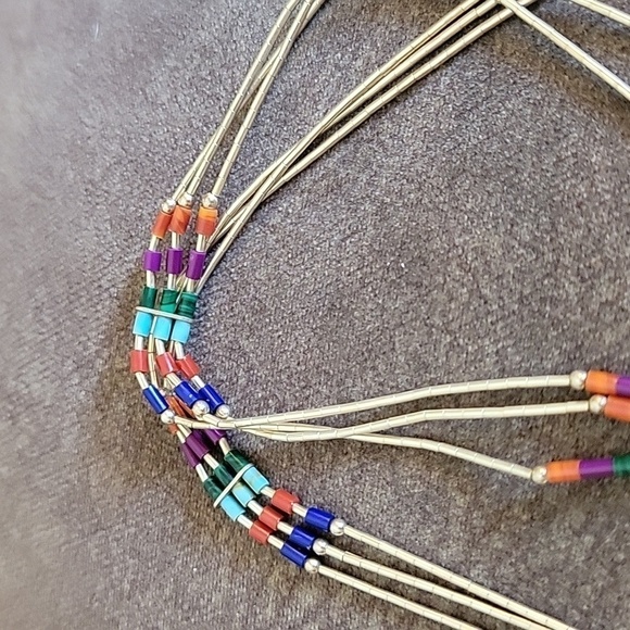 QT Sterling Oxidized Silver Navajo Heart Pendant Liquid Silver Torsade Necklace - Picture 5 of 8